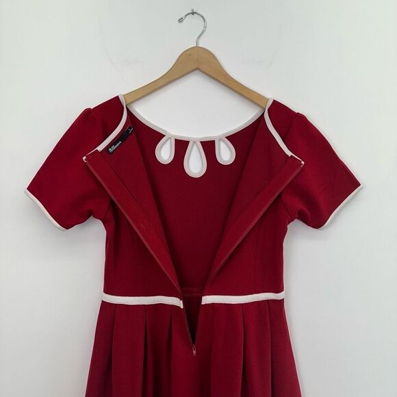 ModCloth Dear Creatures Women’s Burgundy Red Retro Skater Dress - Picture 4 of 12